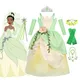 Robe princesse et la grenouille pour filles Tiana déguisement elfes d'halloween robe de bal verte