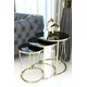 Zigon – Table basse en métal doré incassable verre noir miroir 3 pièces style nordique Table de
