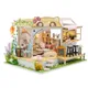 Maison de poupée en bois avec lumière LED café chat jardin arrière meubles pour adultes cadeaux