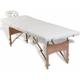 Table pliable de massage Blanc creme 4 zones avec cadre en bois