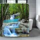 Rideau de douche imperméable avec paysage de cascade 3D rideau de bain avec crochets pour salle de