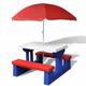 Table et bancs de pique-nique avec parasol pour enfants - Multicolore