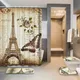 Ensemble de rideaux de douche imprimés tour Eiffel paysage de Paris tapis de piédestal