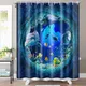 Rideaux de salle de bain motif dauphin océan rideau de douche étanche avec 10 crochets décoration