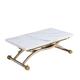 Table relevable extensible HIRONDELLE compacte100 x 57/114 cm mélaminé marbré blanc pied doré