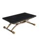 Table relevable extensible HIRONDELLE compacte100 x 57/114 cm mélaminé marbré noir pied doré