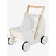2-in-1 Puppen-Kinderwagen, Lauflernwagen aus Holz FSC® weiß/natur von vertbaudet