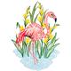W. Reuter & Sohn - Plauener Spitze Fensterbild Flamingo farbig bunt Deko Wohnaccessoires