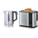 SEVERIN WK 3418 Digitaler Wasserkocher mit Fast-Boil-Power und individueller Temperaturauswahl, 1,7 l XXL & Automatik-Toaster, Toaster mit Brötchenaufsatz, gebürstet/schwarz, AT 2589