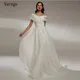 Verngo – robe de mariée Simple en Organza ligne A épaules dénudées manches courtes avec ceinture