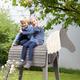 roba Holzpferd Spielpferd, Gartenpferd, HxBxT: 123 x 65 153 cm, Sitzhöhe: 89 cm grau Kinder Altersempfehlung