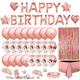 34PCS Birthday Pink Balloon Garland Kit Happy Birthday Tischdecke 24 Konfetti-Luftballons, 4 Stern