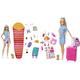 Barbie HDF73 - „Barbie im Doppelpack! Camping Spielset mit Malibu Puppe (blond, ca. 29 cm) & 10 Camping-Zubehörteilen, Spielzeug Geschenk & FWV25 - Barbie Travel Puppe (blond) mit Hündchen