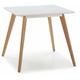 Table à manger Aroa blanche, pieds en bois de hêtre, 80x80 cm - blanc/bois
