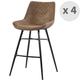 Chaises haute industrielle micro vintage marron /métal noir (x4)