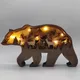 Lumière LED pour Table de nouvel an ornements de noël en bois Elk ours loup cadeaux de noël