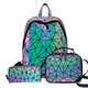 Sac à dos lumineux géométrique pour femmes sac à bandoulière sac à dos holographique sac d'école