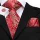 Hi-Tie – cravate bordeaux pour hommes ensemble de cravate à carreaux cravate en soie col à