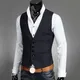 Gilet de costume sans manches pour hommes couleur unie col en v poches à boutons veste formelle