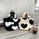 Mini sacs à main en peluche pour femmes Kawaii pochette imprimée cœur d'amour poignée supérieure