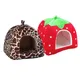 Panier à coussin chaud pour animaux de compagnie doux fraise léopard tente niche pour chien et