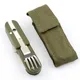 Couteau de pique-nique pliant Portable en acier inoxydable vert militaire couteau fourchette