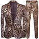 Costume décontracté imprimé léopard pour homme veste et pantalon de Style Boutique deux pièces