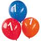 Happy People 16771 Tib-Heyne Luftballons mit Druck, Zahl1, bunt, U: 96 cm, 100 Stück