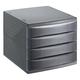 Rotho 1108008853 Schubladenbox Quadra aus Kunststoff (PS), 4 geschlossene Schübe, A4-Format, hochwertige Qualität, Circa 37 x 28 x 25 cm, anthrazit Bürobox, Plastik