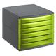 Rotho 1108105519 Schubladenbox Quadra aus Kunststoff (PS), 6 geschlossene Schübe, A4-Format, hochwertige Qualität, Circa 37 x 28 x 25 cm, anthrazit/grün Bürobox, Plastik