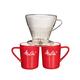 Melitta Kaffee-Set, Kaffeehalter für Filtertüten und Porzellan-Tassen (2 Stück), Kaffeefilter 1x4 Premium, Kunststoff und Porzellan, Transparent und Rot, 217953