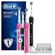 Oral-B Smart 4 4900 CrossAction wiederaufladbare Elektrische Zahnbürste von Braun, 2 Ärmel verbunden: 1 rosa und 1 schwarz, 2 Aufsteckbürsten