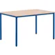EUROKRAFTbasic Table polyvalente, h x l x p 720 x 1200 x 800 mm, plateau façon hêtre, piétement bleu gentiane