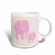3dRose Mama & Kind Elefant, Rosa & Weiß, gepunktet, Keramik, Mehrfarbig, 10,16 x 7,62 x 9,52 cm