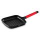 Castey Fundix 27 x 27 cm Nonstick Cast Aluminium Induction Grill Pan with Red Removable Handle