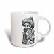 3dRose Tag der Toten, Skelett-, verwandelt Tasse, Keramik, Schwarz/Weiß, 10,16 x 7,62 x 9,52 cm