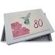 WHITE COTTON CARDS Mini-Kolibri Fotoalbum zum 80. Geburtstag, Handgefertigt, Weiß