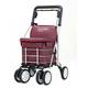 Deluxe Einkaufstrolley mit Einkaufstasche 6 Räder Shopper für Senioren von Carlett Lett 800 mit Sitzfunktion klappbar Weinrot