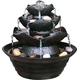 dobar 96410e Design Zimmerbrunnen aus Polyresin in Steinoptik mit Deko-Steinen, Wasserspiel mit Pumpe für innen, Kunststoff, schwarz, 22.2 x 22.2 x 20.6 cm