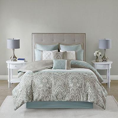 510 Design Shawneel 8 Piece Bedding Comforter Set for Bedroom Queen Size Blue