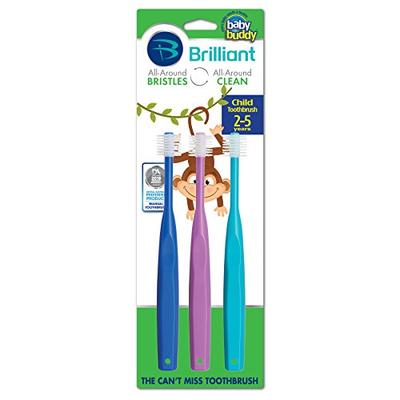 Brilliant Child Toothbrush by Baby Buddy - For Ages 2+ Years, BPA Free Super-Fine Micro Bristles Cle