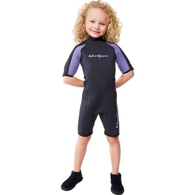 NeoSport Wetsuits Youth Premium Neoprene 2mm Youth's Shorty, Lavender Trim, 8 - Diving, Snorkeling &