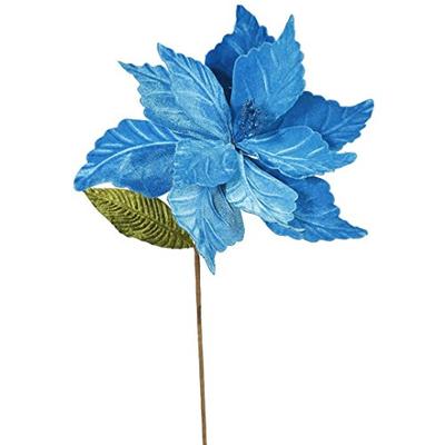 Vickerman QG162712 Poinsettia with 12" Flower Head & Paper wrapped wire Stem in 6/Bag, 22", Turquois