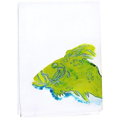 Betsy Drake GT303 Green Fish Guest Towel