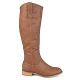 Brinley Co. Womens Faux Leather Regular, Wide and Extra Wide Calf Mid-Calf Round Toe Boots Brown, 6. screenshot. Shoes directory of Clothing & Accessories.