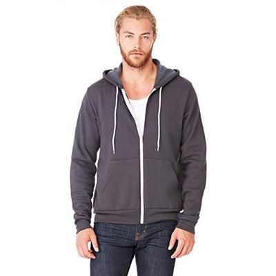 Bella+Canvas Fashion Full-Zip White Cord Hooded Sweatshirt, M, Dark Grey