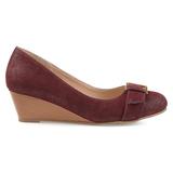 Brinley Co. Womens Gael Faux Suede Buckle Detail Comfort-Sole Wedges Wine, 9 Regular US screenshot. Shoes directory of Clothing & Accessories.