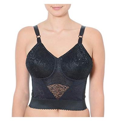 Rago Style 2202 - Long Line Firm Shaping Expandable Cup Bra, 38b Black