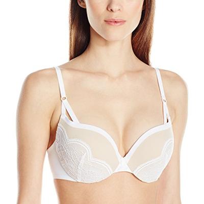 Maidenform Women's Love the Lift Push-Up Bra, White/Paris Nude Stappy Lace, 36A