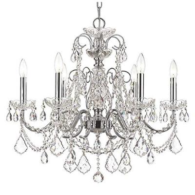 Crystorama 3226-CH-CL-SAQ Crystal Six Light Chandeliers from Imperial collection in Chrome, Pol. Nck